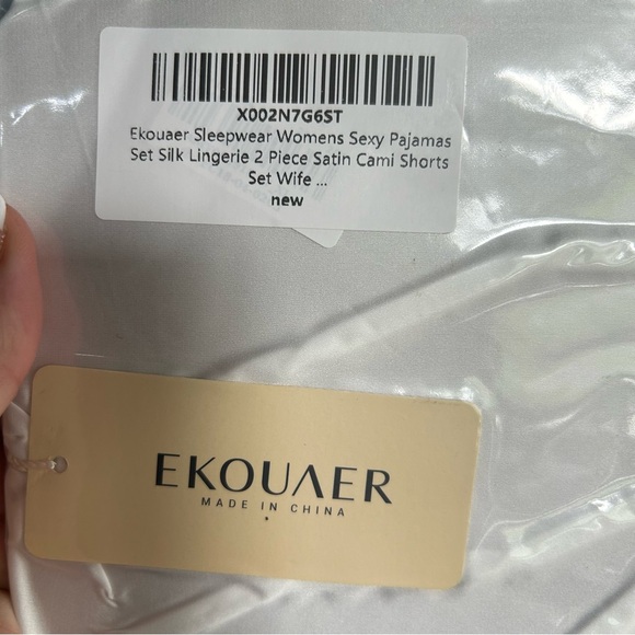 Ekouaer Silk Pajamas Set Satin Backless Lingerie Pjs Cami Set Camisole - Picture 8 of 9